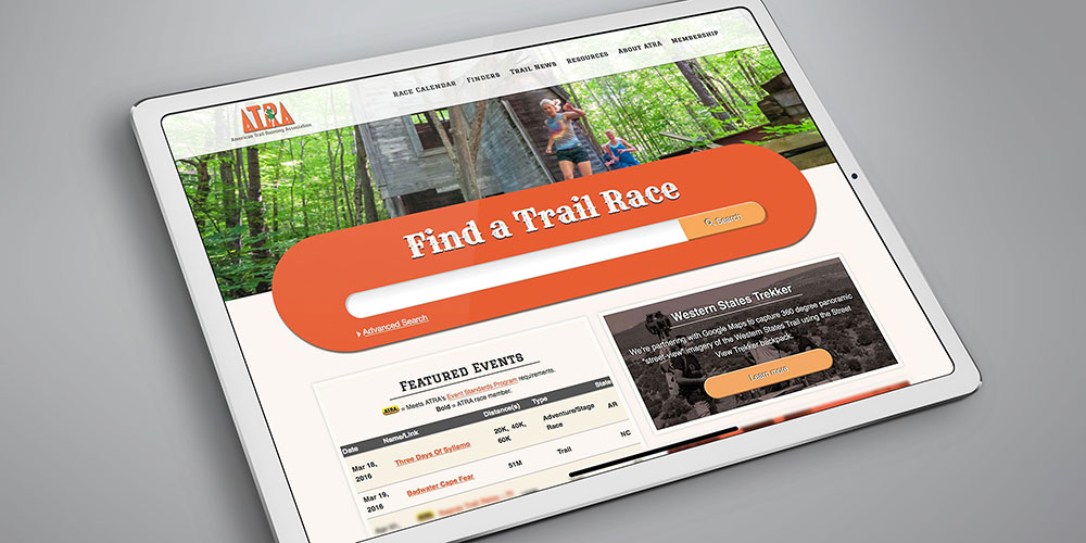 American Trail Running Association website on a tablet